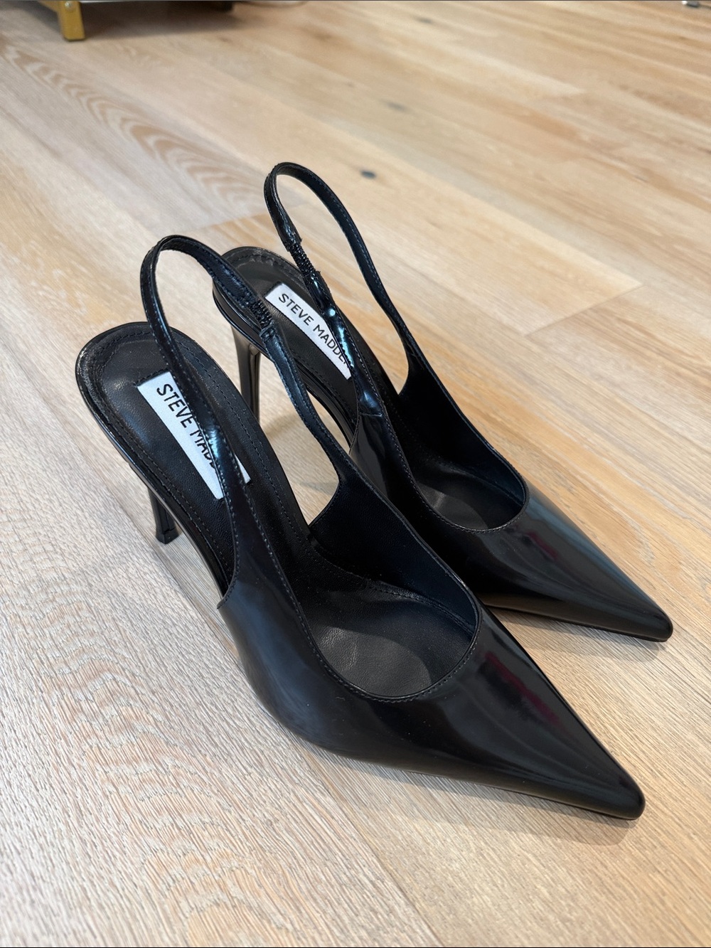 Steve Madden REYES Black Patent Pointed Slingback Heels 8 - Picture 2 of 6
